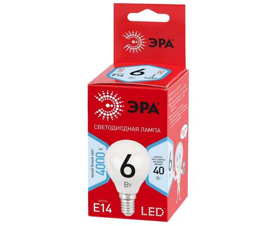 Лампа светодиодная Эра E14 6W 4000K LED P45-6W-840-E14 R Б0052443, изображение 3