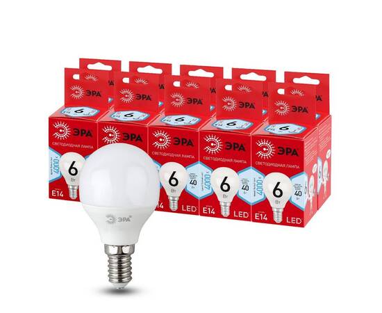 Лампа светодиодная Эра E14 6W 4000K LED P45-6W-840-E14 R Б0052443, изображение 4