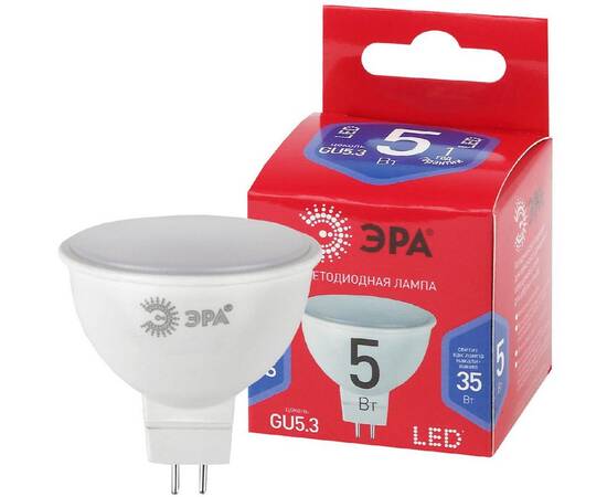 Лампа светодиодная Эра GU5.3 5W 6500K LED MR16-5W-865-GU5.3 R Б0045349