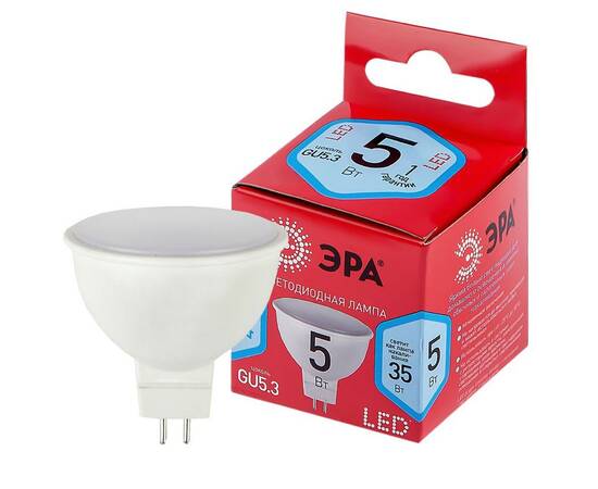 Лампа светодиодная Эра GU5.3 5W 4000K LED MR16-5W-840-GU5.3 R Б0049639