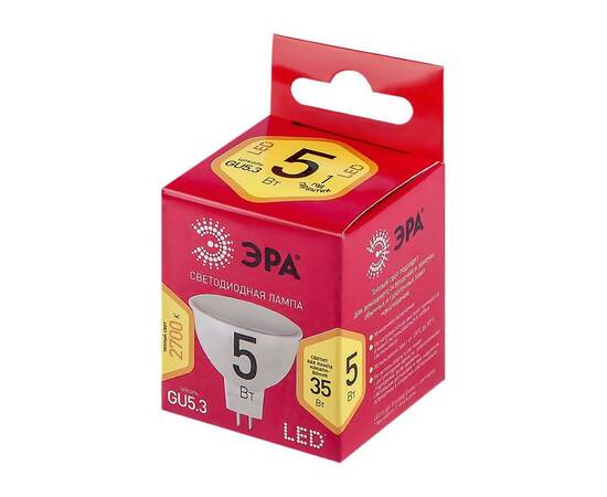 Лампа светодиодная Эра GU5.3 5W 2700K LED MR16-5W-827-GU5.3 R Б0050230, изображение 2