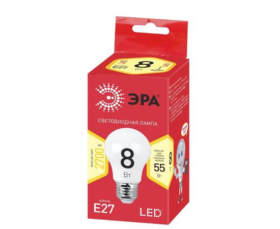 Лампа светодиодная Эра E27 8W 2700K ECO LED A55-8W-827-E27 Б0032095, изображение 4