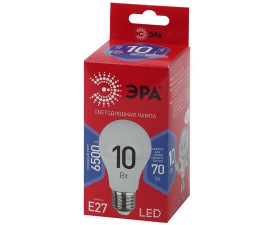 Лампа светодиодная Эра E27 10W 6500K LED A60-10W-865-E27 R Б0045324, изображение 4