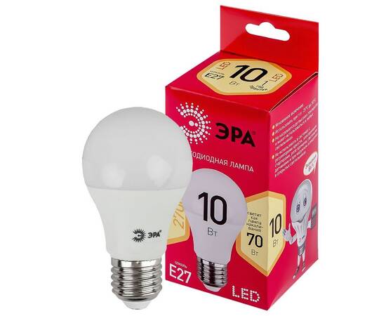 Лампа светодиодная Эра E27 10W 2700K LED A60-10W-827-E27 R Б0049634