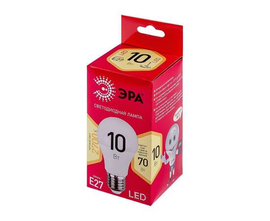 Лампа светодиодная Эра E27 10W 2700K LED A60-10W-827-E27 R Б0049634, изображение 2