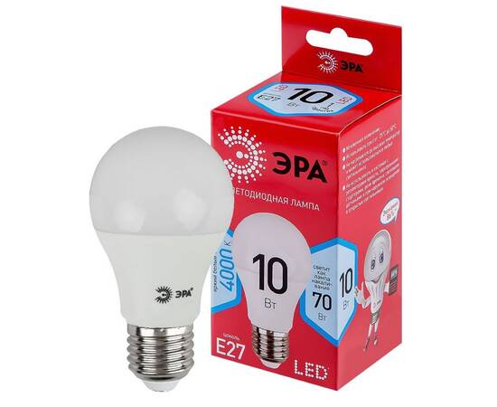 Лампа светодиодная Эра E27 10W 4000K LED A60-10W-840-E27 R Б0049635, изображение 3