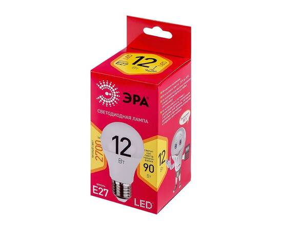 Лампа светодиодная Эра E27 12W 2700K LED A60-12W-827-E27 R Б0050197, изображение 2