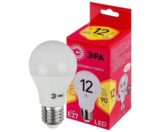 Лампа светодиодная Эра E27 12W 2700K LED A60-12W-827-E27 R Б0050197, изображение 3