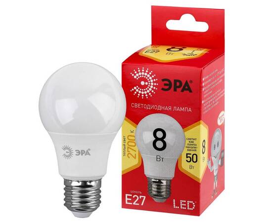 Лампа светодиодная Эра E27 8W 2700K LED A55-8W-827-E27 R Б0052659, изображение 2