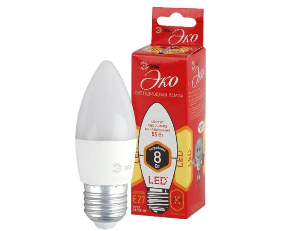 Лампа светодиодная Эра E27 8W 2700K ECO LED B35-8W-827-E27 Б0030020
