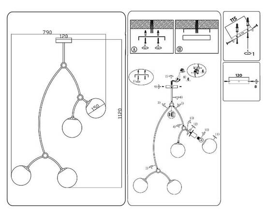 Люстра на штанге Ambrella Light Modern TR2572, изображение 5