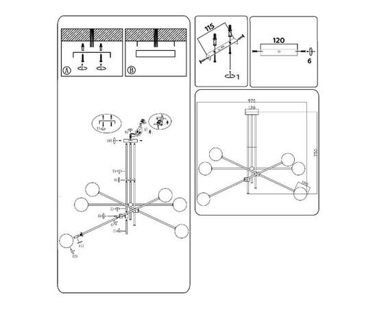 Люстра на штанге Ambrella Light Modern TR2521, изображение 7