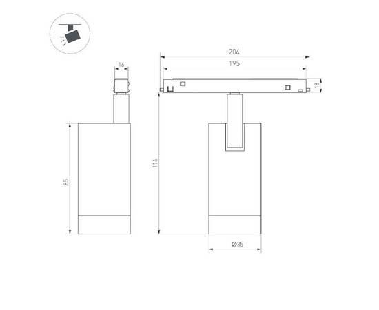 Трековый магнитный светильник Arlight MAG-ORIENT-SPOT-R35-6W Warm3000 (BR, 24 deg, 48V) 045064, изображение 2