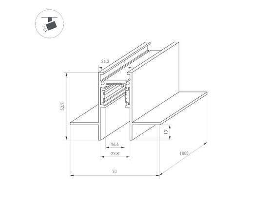 Шинопровод встраиваемый Arlight MAG-ORIENT-TRACK-2653-FDW-1000 (BK, FLAT) 041436, изображение 2