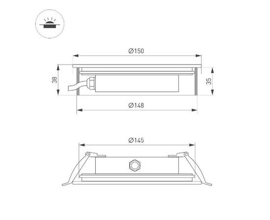 Грунтовый светильник Arlight ART-GROUND-SLIM-R160-15W Warm3000 (SL, 30 deg, 24V) 038167, изображение 2