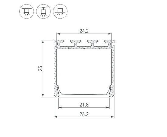 Алюминиевый профиль Arlight PLS-LOCK-H25-3000 ANOD Black 044847, изображение 3
