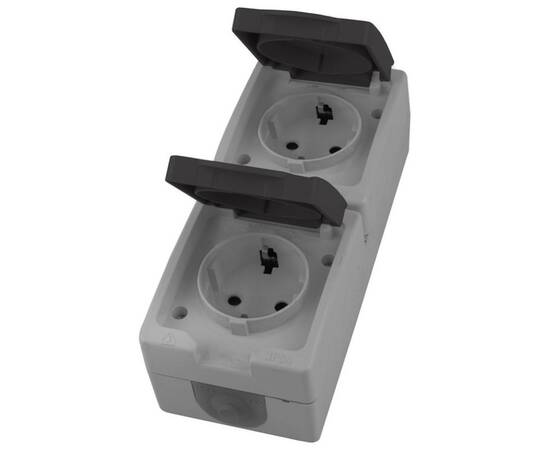 Розетка двухместная с крышкой с/з Stekker Велена PST16-12-54V 49724