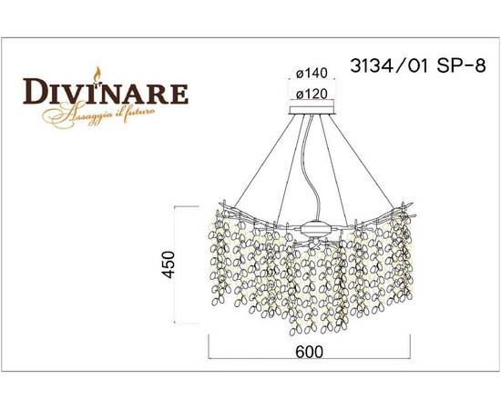 Подвесная люстра Divinare Salice 3134/01 SP-8, изображение 2