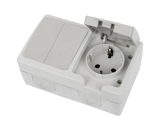 Розетка одноместная с/з + выключатель двухклавишный Stekker Велена PST16-21-54/10-221-54 49729