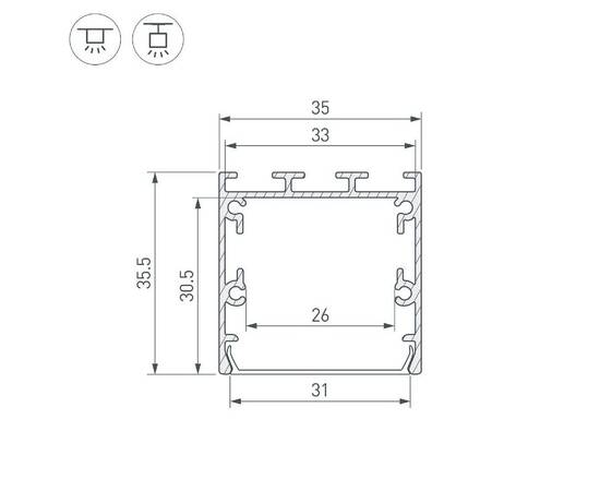 Алюминиевый профиль Arlight LINE-S-3535-3000 WHITE 041832, изображение 3