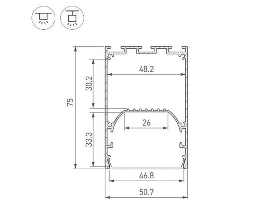Алюминиевый профиль Arlight LINE-S-5075-2000 BLACK 041847, изображение 3
