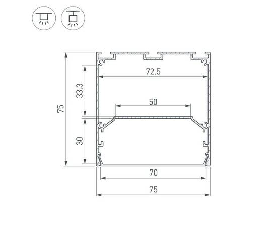 Алюминиевый профиль Arlight LINE-S-7575-3000 WHITE 041860, изображение 3