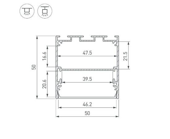 Алюминиевый профиль Arlight LINE-S-5050-2000 ANOD 041644, изображение 3