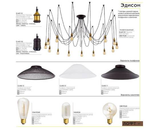 Подвесная люстра Citilux Эдисон CL451152, изображение 5