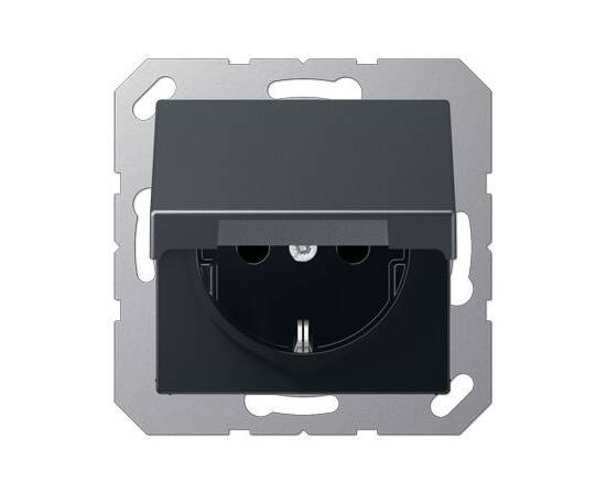 Розетка 2K+З cо шторками и крышкой Jung A1520BFKIKLANM