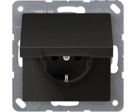 Розетка 2K+З с крышкой Jung EP1420KLSWM