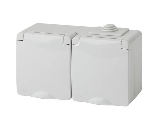 Розетка ЭРА Эксперт 2х2P E IP65 со шторками 16A 250V 11-2604-03 Б0035992