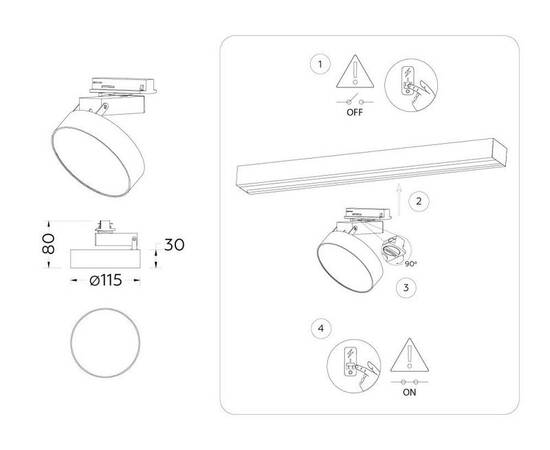 Трековый однофазный светильник Ambrella Light Track System GL6837, изображение 7
