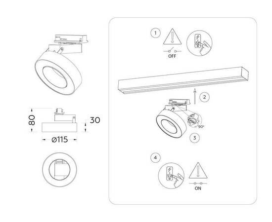 Трековый однофазный светильник Ambrella Light Track System GL6868, изображение 6