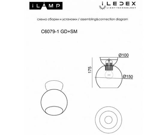 Потолочный светильник iLamp Mono C6079-1 BK+SM, изображение 3
