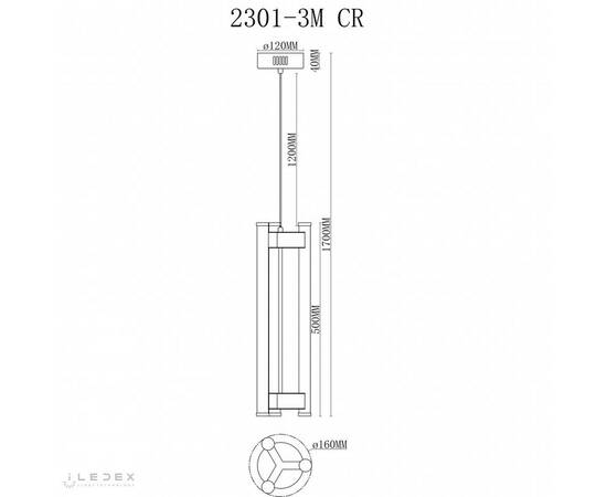 Подвесной светильник iLedex Rocks 2301-3M CR, изображение 2