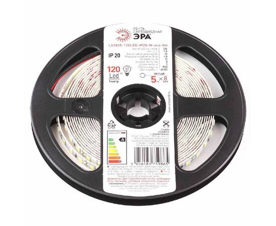 Светодиодная лента ЭРА 4,8W/m 120LED/m 2835SMD белый 5M LS2835-120LED-IP20-W-eco-5m Б0035595