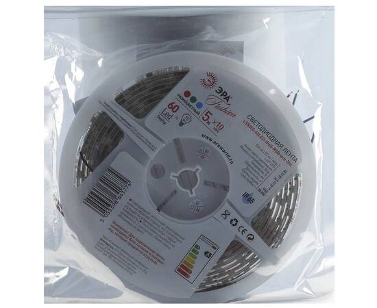Светодиодная влагозащищенная лента ЭРА 14,4W/m 60LED/m 5050SMD RGB 5M LS5050-14,4-60-12-RGB-IP65-1 Б, изображение 4
