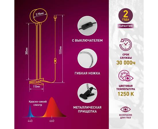 Настольная лампа Эра FITO-20W-АLED-R Б0053290, изображение 7