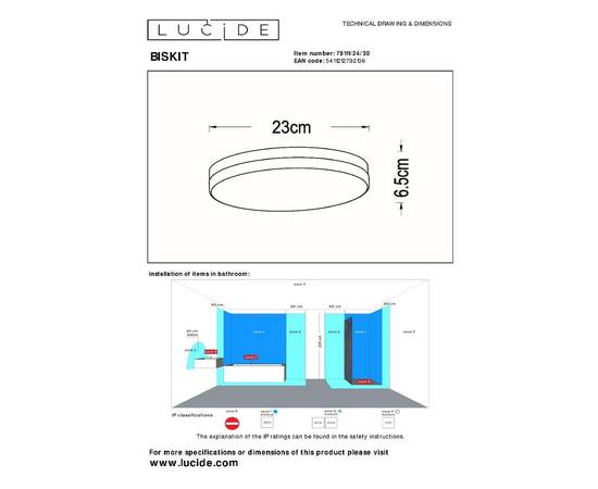 Накладной светильник Lucide Biskit 79111/24/30, изображение 5