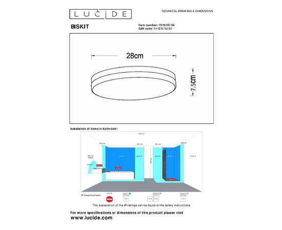 Накладной светильник Lucide Biskit 79111/30/30, изображение 5