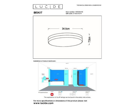 Накладной светильник Lucide Biskit 79111/36/30, изображение 2
