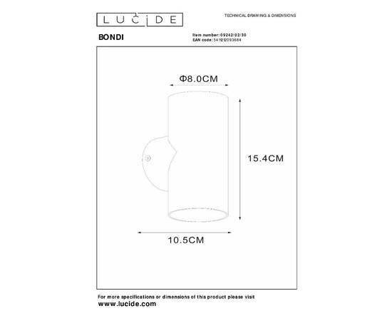 Настенный светильник Lucide Bondi 09242/02/30, изображение 4