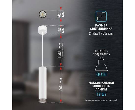 Подвесной светильник Эра PL18 WH/GR Б0058482, изображение 10