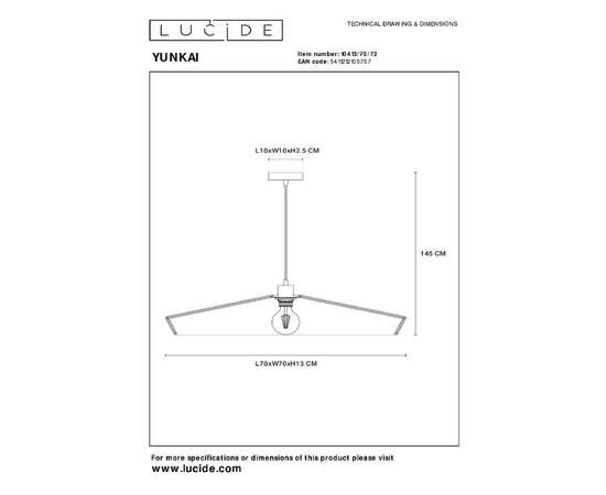 Подвесной светильник Lucide Yunkai 10413/70/72, изображение 2