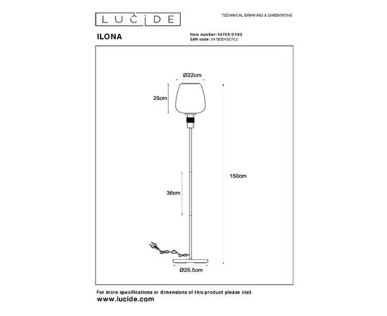 Торшер Lucide Ilona 45708/01/62, изображение 5