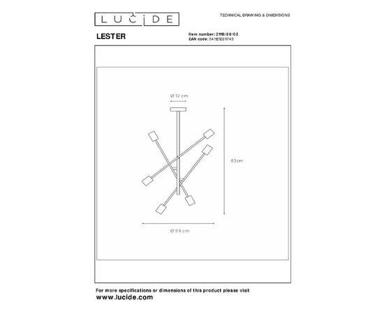 Люстра на штанге Lucide Lester 21119/06/02, изображение 6