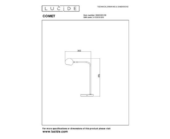 Настольная лампа Lucide Comet 36621/03/30, изображение 7