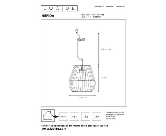Уличный подвесной светильник Lucide Nerida 03844/01/72, изображение 6