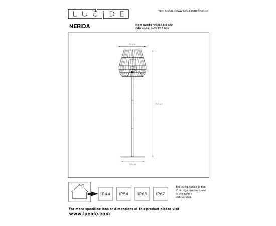 Уличный светильник Lucide Nerida 03845/81/30, изображение 4