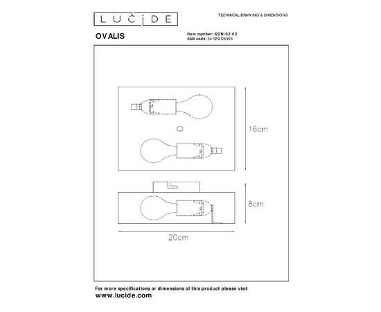Настенный светильник Lucide Ovalis 12219/02/02, изображение 6